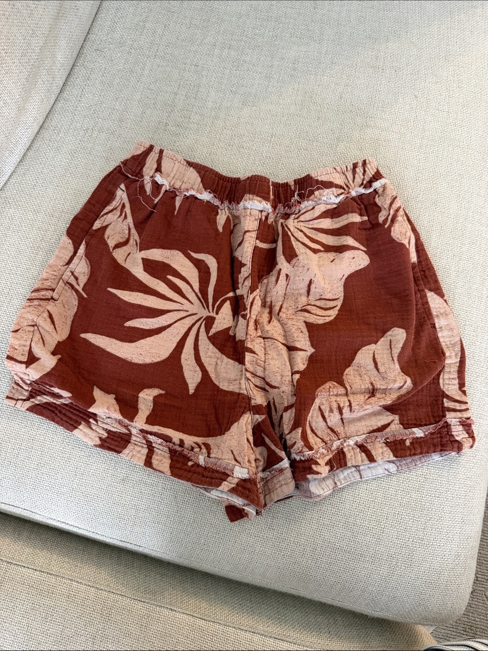 ASOS Rust and Blush Floral Elastic-Waist Shorts
